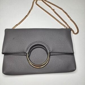 New Urban Exprssions Gray Envelope Crossbody Bag  Ring Accent